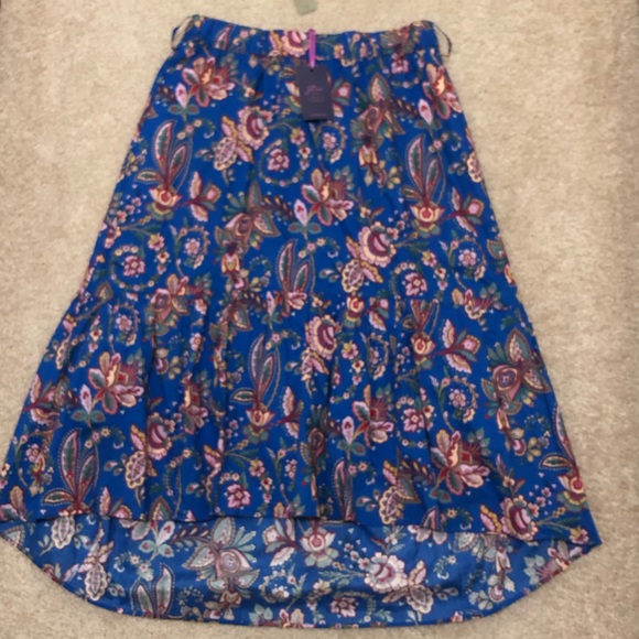 NWT J. Crew Blue Floral High-Low Midi Skirt - Picture 2 of 4